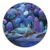 Wandbild Zauberwald in Mitternachtsblau - DigitalArtsi - Rund - Alu-Dibond 