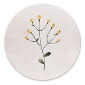 Wall Art Delicate plant with yellow flowers - Goed Blauw - Alu-Dibond Round 