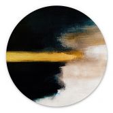 Wandbild Pinselstriche Gold und Schwarz - Haniff - Alu-Dibond Rund 