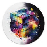 Rundes Wandbild Heine - Magischer Zauberwürfel - Rubik's Cube - Alu-Dibond 