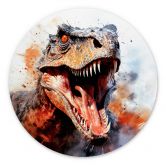 Wandbild T-Rex: Das wilde Gesicht der Urzeit - Jaszke - Alu-Dibond Rund 