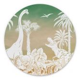 Rundes Wandbild Abenteuerreise zu den Dinosauriern - Ombre - Kikki Belle - Alu-Dibond 