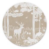 Rundes Wandbild Herbstlicher Wald mit Hirschen und Füchsen - Braun - Kikki Belle - Alu-Dibond 