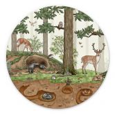 Wandbild Wimmelbild Waldtiere - Kikki Belle - Alu-Dibond Rund 