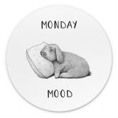 Rundes Wandbild Monday mood - Hase am Montagmorgen - Korenkova - Alu-Dibond 
