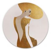 Alu-Dibond Kubistika - Die Dame im goldenen Kleid - Rund 