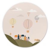 Wandbild Bunte Heißluftballons am Himmel - Menina Lisboa - Alu-Dibond Rund 