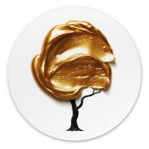 Wandbild Baum mit goldener 3D-Krone - Mielu - Alu-Dibond Rund 