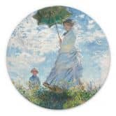Wanddecoratie Monet - Vrouw met parasol - Madame Monet en haar zoon - Alu-Dibond Rond 