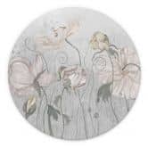 Wandbild Blumen im Vintage Stil in Grau - Ms Tiff - Alu-Dibond Rund 