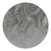 Wanddecoratie Exotische palmbladeren roze-groen - Ms Tiff - Alu-Dibond Rond 