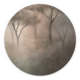 Wandbild Waldmagie im Morgennebel Beige - Ms Tiff - Alu-Dibond Rund 