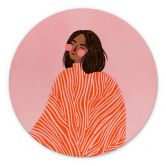 Wandbild Frau mit orangefarbener Decke - Müller - Alu-Dibond - Rund 