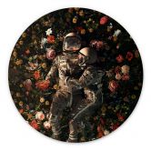 Wandbild Astronauten auf einer Blumenwiese - Nicebleed - Alu-Dibond - Rund 