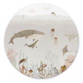 Kinderzimmer Wandbild Wale und ihre Freunde in der Unterwasserwelt - Oliver Robins - Alu-Dibond Rund 