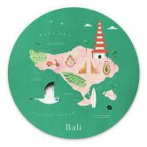 Wandbild Karte von Bali - Rivers - Alu-Dibond - Rund 
