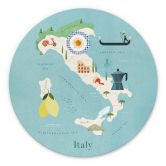 Wandbild Karte von Italien - Rivers - Alu-Dibond - Rund 
