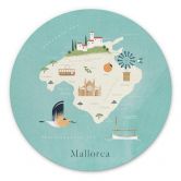 Wandbild Karte von Mallorca - Alu-Dibond Rund - Rivers 