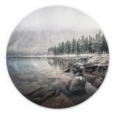 Natur Wandbild Winterwald am See - Rostovskiy - Alu-Dibond Rund 