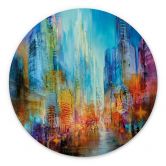 Tableau sur alu-Dibond rond Ville abstraite - Schmucker 