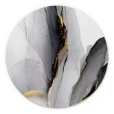 Wandbild Abstrakte Komposition in Gold und Grau - Shelest - Alu-Dibond Rund 