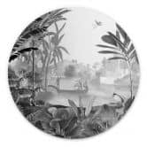 Alu-Dibond Sir Edward - Landschaft mit Leoparden schwarz weiss - Rund 