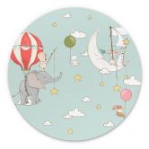 Wandbild Fliegende Tiere mit Heißluftballon - Skellern - Alu-Dibond - Rund 