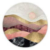 Alu-Dibond SpaceFrog Designs - Rosa Sonne - Rund 