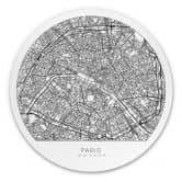 Alu-Dibond Stadtplan Paris - Rund 