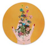 Rundes Wandbild Treechild - Bunte Blumen in Fridas Händen - Alu-Dibond 