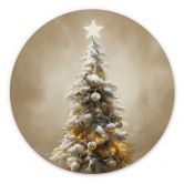 Rundes Wandbild Goldener Weihnachtsbaum - Treechild - Alu-Dibond 