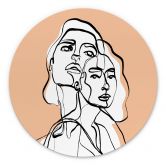 Wandbild Line Art Porträt von zwei Frauen - Treechild - Alu-Dibond - Rund 