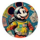 Rundes Wandbild Treechild - Mickey als Astronaut im Retro Stil - Alu-Dibond 