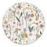 Wandbild Frühlingswiese mit Schmetterlingen - UN Designs - Alu-Dibond - Rund 