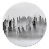Wandbild Nebelwald in Schwarz-Weiß - Alu-Dibond Rund - Xu 