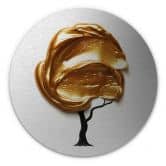 Wanddecoratie met zilvereffect Boom met gouden 3D kroon - Mielu - Alu-Dibond Rond 