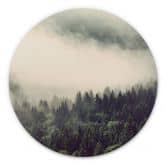 Alu-Dibond Nebel im Wald 02 - Rund 