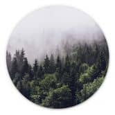 Alu-Dibond Nebliger Wald - Rund 