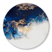 Glasbild Abstrakter Marmor mit Blau und Goldeffekt - Rund 