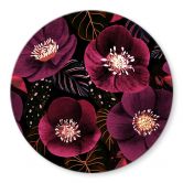 Glasbild Florale Blütenpracht in Purpurtönen - Anis Illustration - Rund 