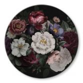 Glasbild Blumen Stillleben im Redouté-Stil - Bloomery Decor - Rund 