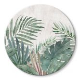 Glasbild Dschungel-Blätter Grün Aquarell - Bloomery Decor - Rund 