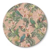Glasbild Dschungel mit Papageien Rosa - Bloomery Decor - Rund 
