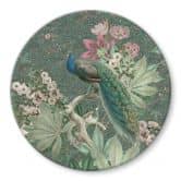 Glasbild Pfau im Tropengarten auf Mosaik - Bloomery Decor - Rund 