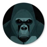 Glasbild Gorilla - Braun - Rund 