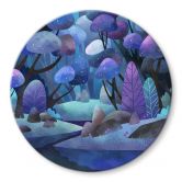 Glass Wall Art Enchanted Forest in Midnight Blue - DigitalArtsi - Round 