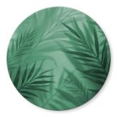 Glasschilderijen Groene palmbladeren - Rond 