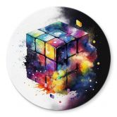 Glasbild Heine - Magischer Zauberwürfel - Rubik's Cube - Rund 