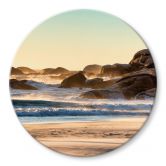 Glasbild Strandküste bei Sonnenaufgang in Afrika - Hugonnard - Rund 