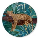 Glasbild Leopard im smaragdgrünen Dschungel - Manovski - Rund 
